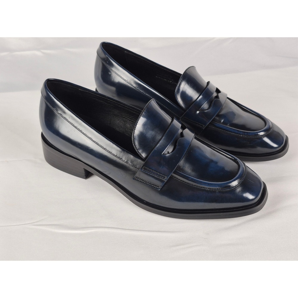Jeffrey Campbell Hornsby Loafers Womens 9 Blue Patent Penny Slip On Shoes